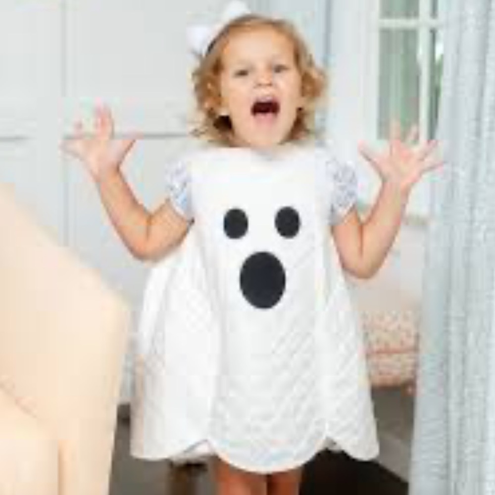 Ruth & Ralph Quilted Ghost Costume Cream White Black Halloween 12-24M Boutique - Picture 7 of 7